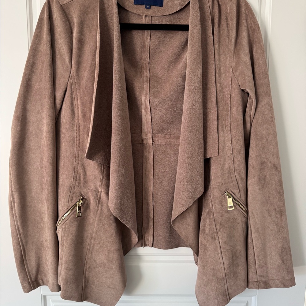 Adrienne Vittadini Taupe Suede Blazer